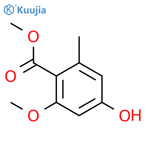 Benzoic acid, 4-hydroxy-2-methoxy-6-methyl-, methyl ester structure