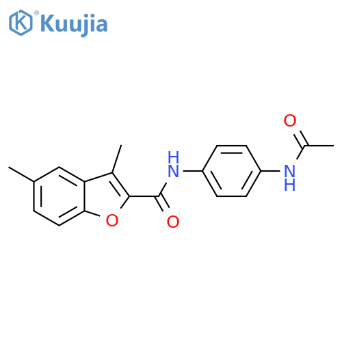 N-(4-acetamidophenyl)-3,5-dimethyl-1-benzofuran-2-carboxamide structure