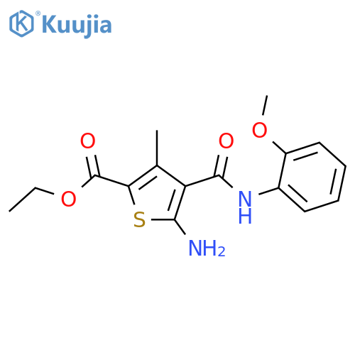 <br>5-Amino-4-(2-methoxy-phenylcarbamoyl)-3-methyl-thiophene-2-carboxylic acid ethyl ester structure
