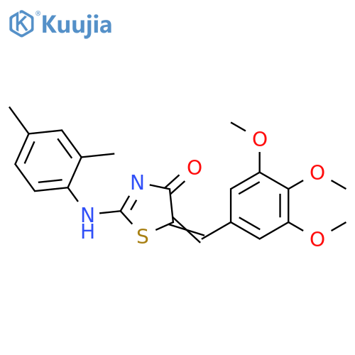(2E,5E)-2-(2,4-dimethylphenyl)imino-5-(3,4,5-trimethoxyphenyl)methylidene-1,3-thiazolidin-4-one structure