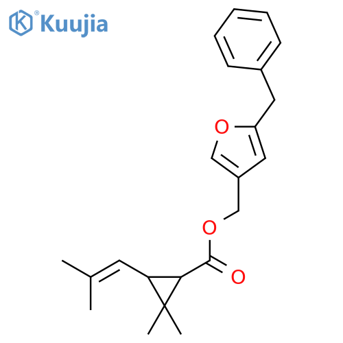 Cyclopropanecarboxylicacid, 2,2-dimethyl-3-(2-methyl-1-propen-1-yl)-,[5-(phenylmethyl)-3-furanyl]methyl ester, (1R,3S)- structure