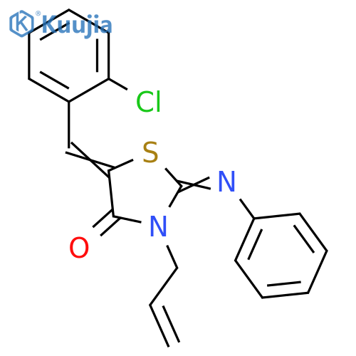 (2E,5Z)-5-(2-chlorophenyl)methylidene-2-(phenylimino)-3-(prop-2-en-1-yl)-1,3-thiazolidin-4-one structure
