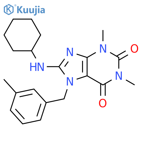 8-(cyclohexylamino)-1,3-dimethyl-7-(3-methylphenyl)methyl-2,3,6,7-tetrahydro-1H-purine-2,6-dione structure