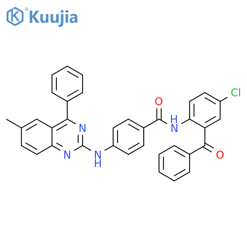 N-(2-benzoyl-4-chlorophenyl)-4-[(6-methyl-4-phenylquinazolin-2-yl)amino]benzamide structure