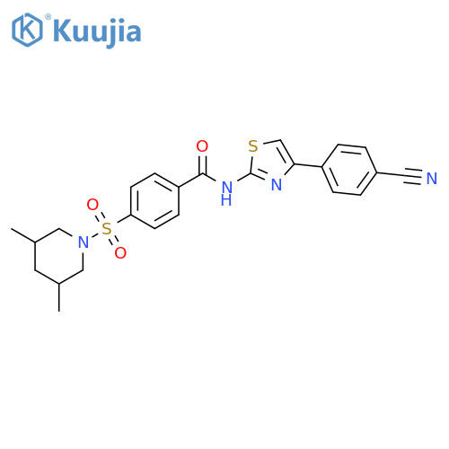 N-4-(4-cyanophenyl)-1,3-thiazol-2-yl-4-(3,5-dimethylpiperidin-1-yl)sulfonylbenzamide structure