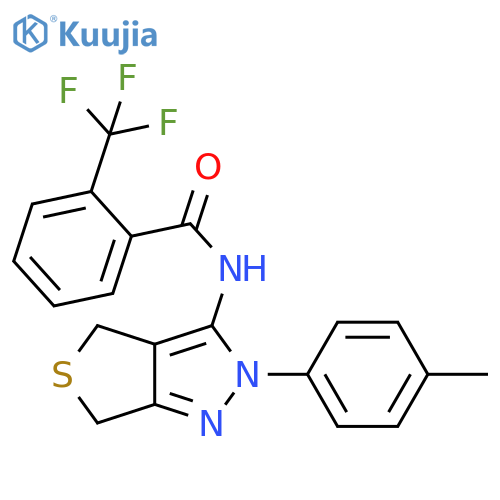 N-2-(4-methylphenyl)-2H,4H,6H-thieno3,4-cpyrazol-3-yl-2-(trifluoromethyl)benzamide structure