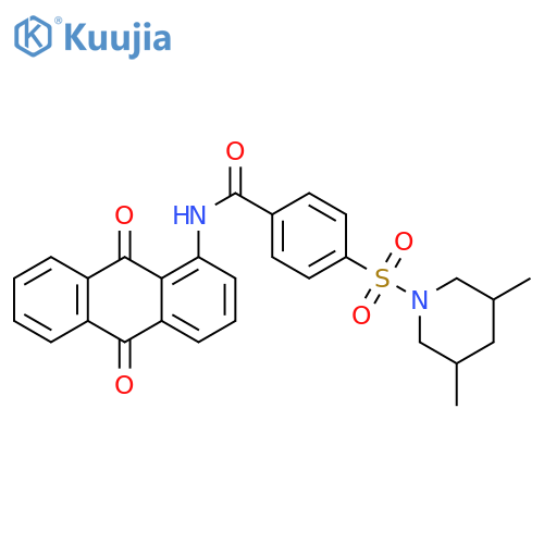 4-[(3,5-dimethylpiperidin-1-yl)sulfonyl]-N-(9,10-dioxo-9,10-dihydroanthracen-1-yl)benzamide structure