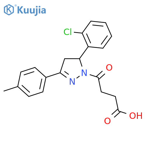 4-[5-(2-chlorophenyl)-3-(4-methylphenyl)-4,5-dihydro-1H-pyrazol-1-yl]-4-oxobutanoic acid structure