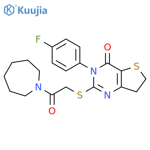 2-{[2-(azepan-1-yl)-2-oxoethyl]sulfanyl}-3-(4-fluorophenyl)-3H,4H,6H,7H-thieno[3,2-d]pyrimidin-4-one structure
