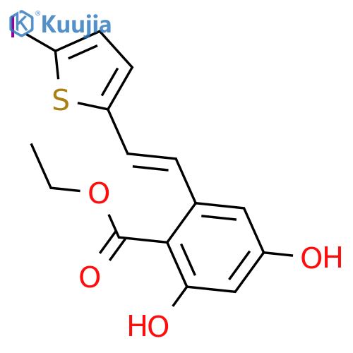 ethyl 2,4-dihydroxy-6-[(E)-2-(5-iodo-2-thienyl)vinyl]benzoate structure