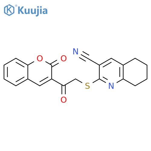 2-{2-oxo-2-(2-oxo-2H-chromen-3-yl)ethylsulfanyl}-5,6,7,8-tetrahydroquinoline-3-carbonitrile structure