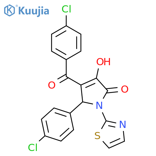 4-(4-chlorobenzoyl)-5-(4-chlorophenyl)-3-hydroxy-1-(1,3-thiazol-2-yl)-2,5-dihydro-1H-pyrrol-2-one structure