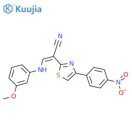 (2Z)-3-(3-methoxyphenyl)amino-2-4-(4-nitrophenyl)-1,3-thiazol-2-ylprop-2-enenitrile structure