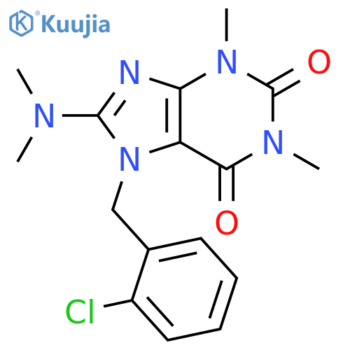 7-(2-chlorophenyl)methyl-8-(dimethylamino)-1,3-dimethyl-2,3,6,7-tetrahydro-1H-purine-2,6-dione structure