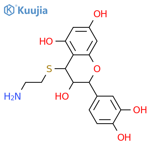 2H-1-Benzopyran-3,5,7-triol,4-[(2-aminoethyl)thio]-2-(3,4-dihydroxyphenyl)-3,4-dihydro-, (2R,3S,4S)- structure