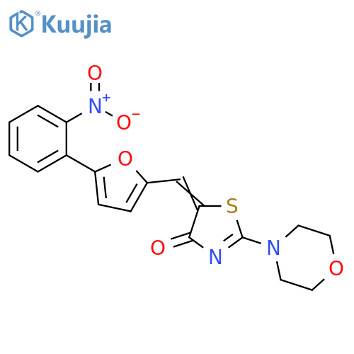 (5E)-2-(morpholin-4-yl)-5-{5-(2-nitrophenyl)furan-2-ylmethylidene}-4,5-dihydro-1,3-thiazol-4-one structure