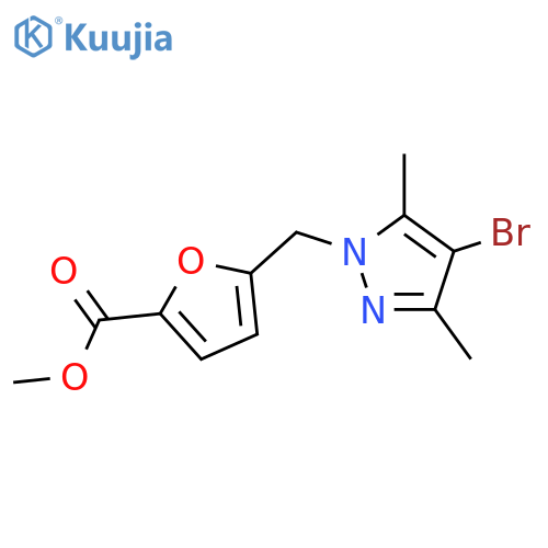 methyl 5-(4-bromo-3,5-dimethyl-1H-pyrazol-1-yl)methylfuran-2-carboxylate structure