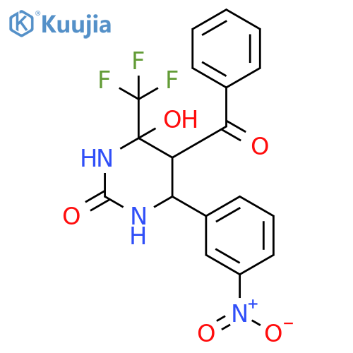 5-benzoyl-4-hydroxy-6-(3-nitrophenyl)-4-(trifluoromethyl)-1,3-diazinan-2-one structure