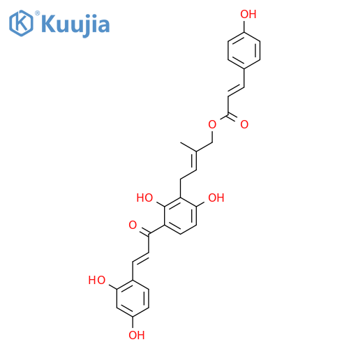 2-Propenoic acid, 3-(4-hydroxyphenyl)-, (2E)-4-[3-[(2E)-3-(2,4-dihydroxyphenyl)-1-oxo-2-propen-1-yl]-2,6-dihydroxyphenyl]-2-methyl-2-buten-1-yl ester, (2E)- structure