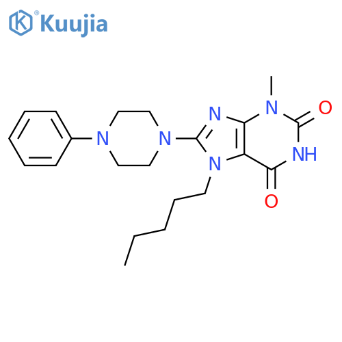 3-methyl-7-pentyl-8-(4-phenylpiperazin-1-yl)-2,3,6,7-tetrahydro-1H-purine-2,6-dione structure