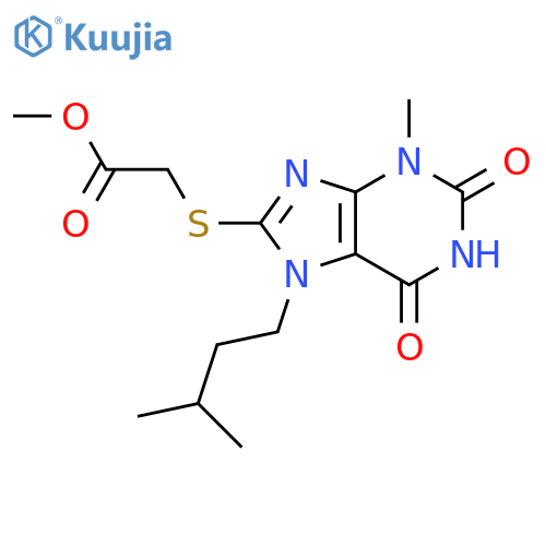 methyl 2-{3-methyl-7-(3-methylbutyl)-2,6-dioxo-2,3,6,7-tetrahydro-1H-purin-8-ylsulfanyl}acetate structure