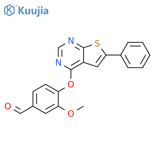 3-methoxy-4-[(6-phenylthieno[2,3-d]pyrimidin-4-yl)oxy]benzaldehyde structure
