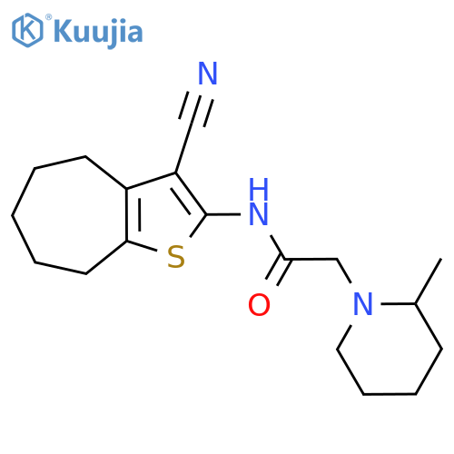 N-(3-cyano-5,6,7,8-tetrahydro-4H-cyclohepta[b]thiophen-2-yl)-2-(2-methylpiperidin-1-yl)acetamide structure