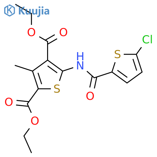 2,4-diethyl 5-(5-chlorothiophene-2-amido)-3-methylthiophene-2,4-dicarboxylate structure