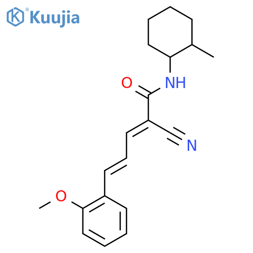 2-cyano-5-(2-methoxyphenyl)-N-(2-methylcyclohexyl)penta-2,4-dienamide structure