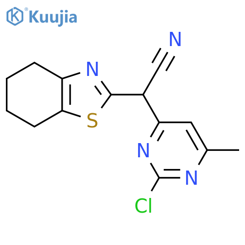 2-(2-chloro-6-methylpyrimidin-4-yl)-2-(4,5,6,7-tetrahydro-1,3-benzothiazol-2-yl)acetonitrile structure