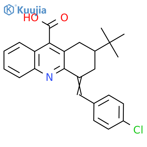 2-Tert-butyl-4-[(4-chlorophenyl)methylidene]-1,2,3,4-tetrahydroacridine-9-carboxylic acid structure