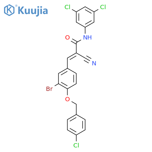 (E)-3-[3-bromo-4-[(4-chlorophenyl)methoxy]phenyl]-2-cyano-N-(3,5-dichlorophenyl)prop-2-enamide structure