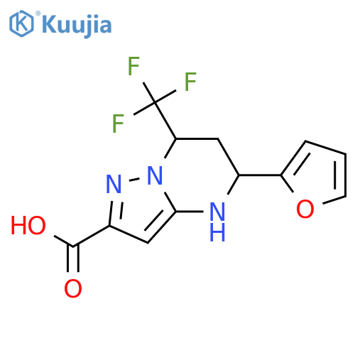 Pyrazolo[1,5-a]pyrimidine-2-carboxylicacid, 5-(2-furanyl)-4,5,6,7-tetrahydro-7-(trifluoromethyl)- structure