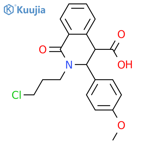 2-(3-Chloropropyl)-3-(4-methoxyphenyl)-1-oxo-1,2,3,4-tetrahydro-4-isoquinolinecarboxylic acid structure