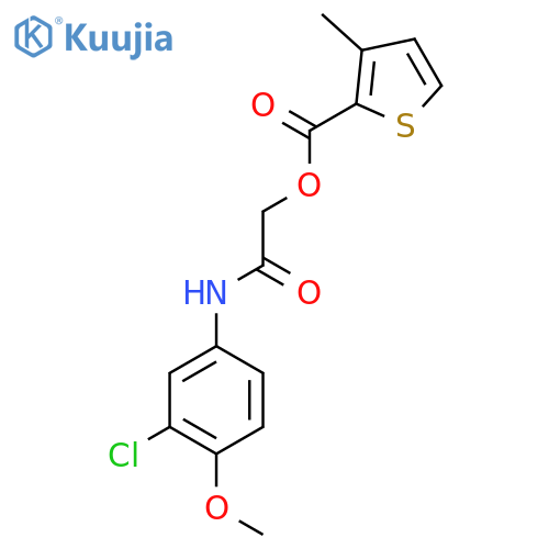 (3-chloro-4-methoxyphenyl)carbamoylmethyl 3-methylthiophene-2-carboxylate structure