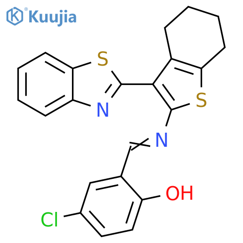 2-(1E)-{3-(1,3-benzothiazol-2-yl)-4,5,6,7-tetrahydro-1-benzothiophen-2-ylimino}methyl-4-chlorophenol structure