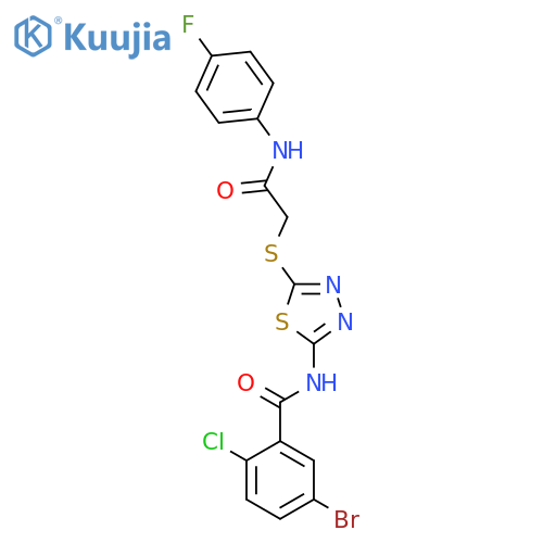 5-bromo-2-chloro-N-5-({(4-fluorophenyl)carbamoylmethyl}sulfanyl)-1,3,4-thiadiazol-2-ylbenzamide structure
