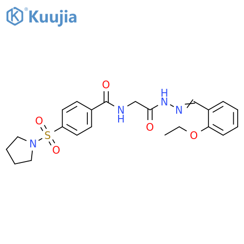 N-({N'-(1E)-(2-ethoxyphenyl)methylidenehydrazinecarbonyl}methyl)-4-(pyrrolidine-1-sulfonyl)benzamide structure