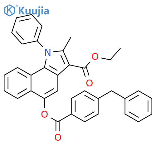 ethyl 5-(4-benzylbenzoyloxy)-2-methyl-1-phenyl-1H-benzogindole-3-carboxylate structure