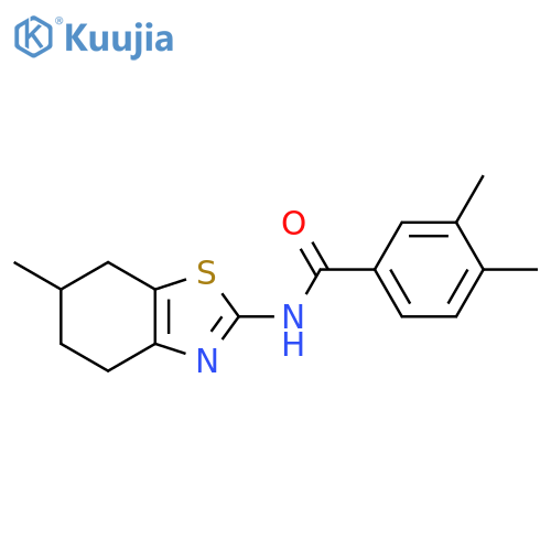 3,4-dimethyl-N-(6-methyl-4,5,6,7-tetrahydro-1,3-benzothiazol-2-yl)benzamide structure