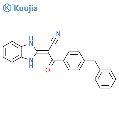 3-(4-benzylphenyl)-2-(2,3-dihydro-1H-1,3-benzodiazol-2-ylidene)-3-oxopropanenitrile structure