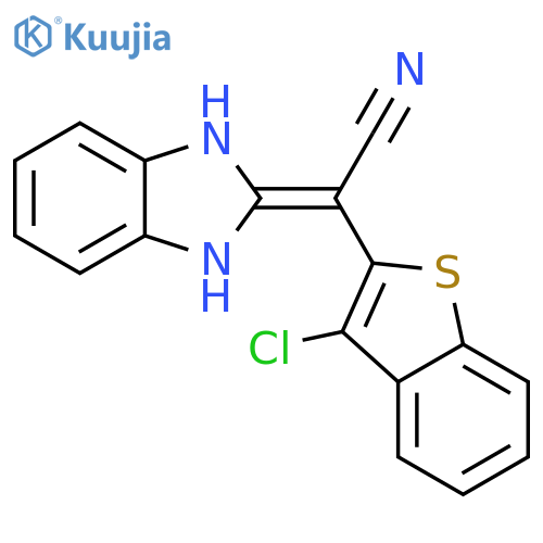 2-(3-chloro-1-benzothiophen-2-yl)-2-(2,3-dihydro-1H-1,3-benzodiazol-2-ylidene)acetonitrile structure