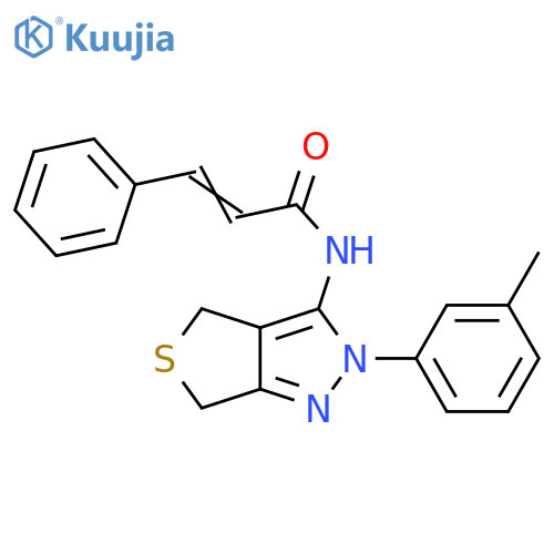 (2E)-N-2-(3-methylphenyl)-2H,4H,6H-thieno3,4-cpyrazol-3-yl-3-phenylprop-2-enamide structure