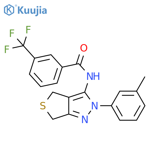 N-2-(3-methylphenyl)-2H,4H,6H-thieno3,4-cpyrazol-3-yl-3-(trifluoromethyl)benzamide structure