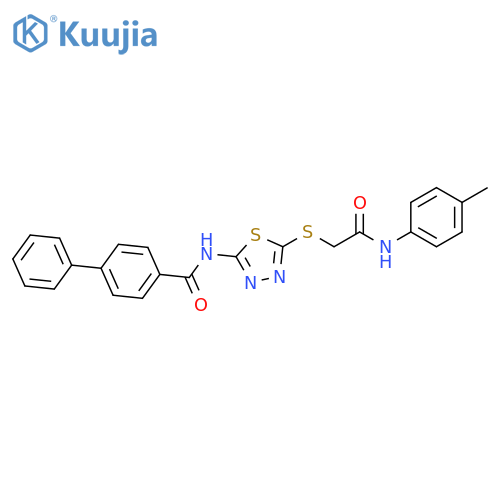 N-5-({(4-methylphenyl)carbamoylmethyl}sulfanyl)-1,3,4-thiadiazol-2-yl-1,1'-biphenyl-4-carboxamide structure