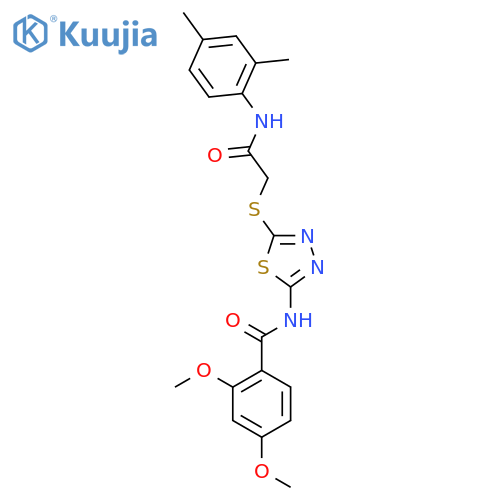 N-5-({(2,4-dimethylphenyl)carbamoylmethyl}sulfanyl)-1,3,4-thiadiazol-2-yl-2,4-dimethoxybenzamide structure