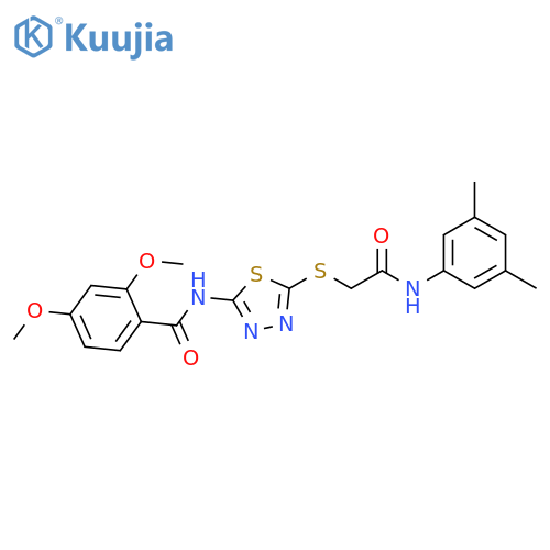 N-5-({(3,5-dimethylphenyl)carbamoylmethyl}sulfanyl)-1,3,4-thiadiazol-2-yl-2,4-dimethoxybenzamide structure