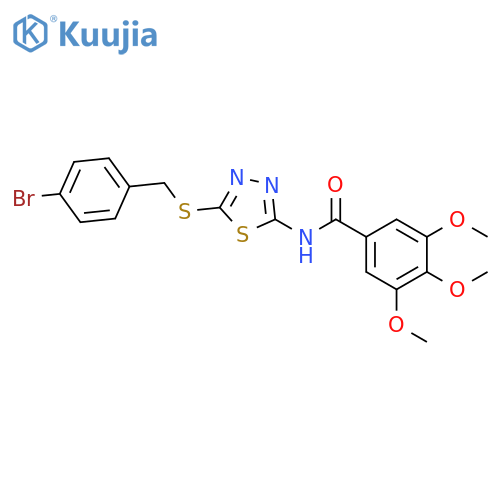 N-(5-{(4-bromophenyl)methylsulfanyl}-1,3,4-thiadiazol-2-yl)-3,4,5-trimethoxybenzamide structure