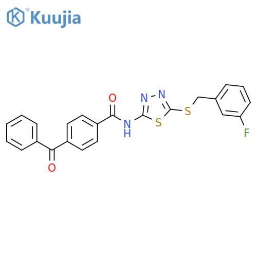 4-benzoyl-N-(5-{(3-fluorophenyl)methylsulfanyl}-1,3,4-thiadiazol-2-yl)benzamide structure