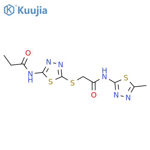 N-[5-({[(5-methyl-1,3,4-thiadiazol-2-yl)carbamoyl]methyl}sulfanyl)-1,3,4-thiadiazol-2-yl]propanamide structure